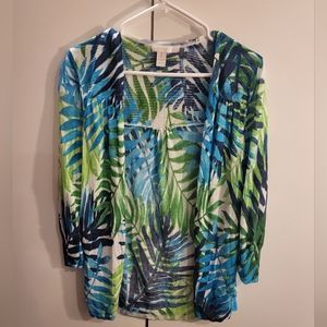 Chico Womans Size 1 Blue/Green Cardigan